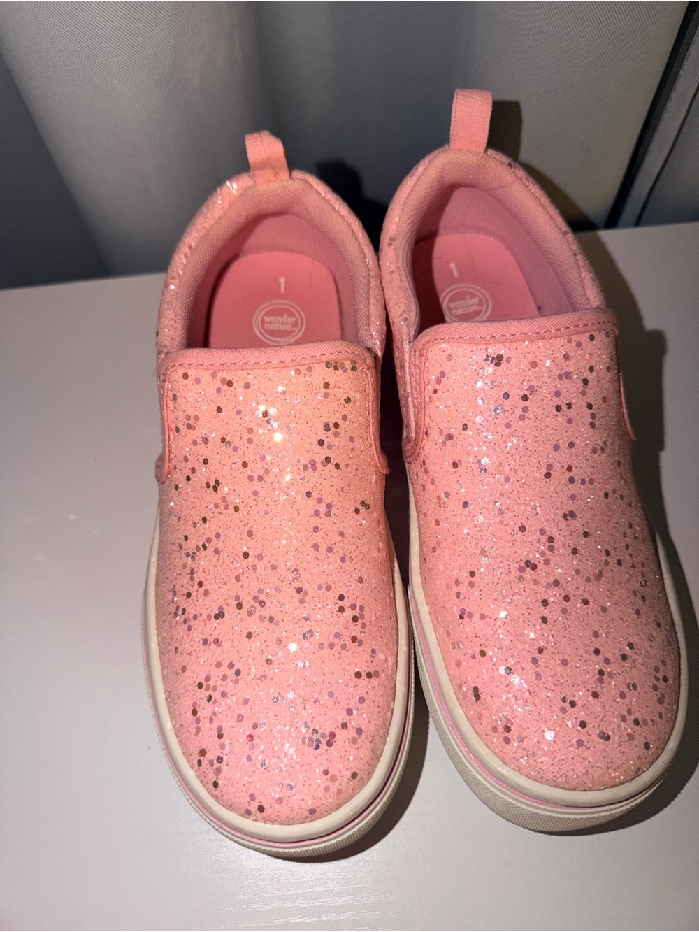 wonder nation Pink Glitter Slip-On Sneakers